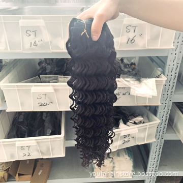 24 28 30 Inch Cambodian Deep Wave Virgin Raw Hair Weave Wholesale Vendor Cambodian Hair Unprocessed Cuticle Aligned Hair Bundles